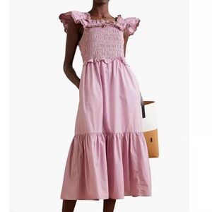 Sea New York Rylee Crochet Smocked Tired Midi Dress in Lilac Purple Size XS E